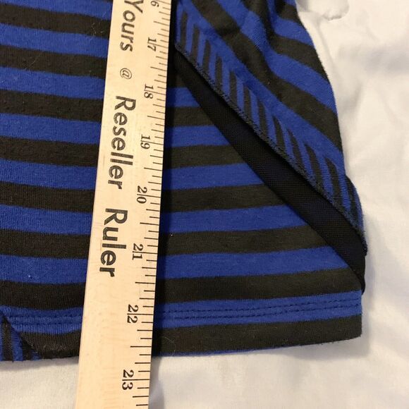 Ruby Rd Favorites Cobalt Blue & Black Striped Blouse Medium Preppy GrandmaCore - Picture 12 of 13